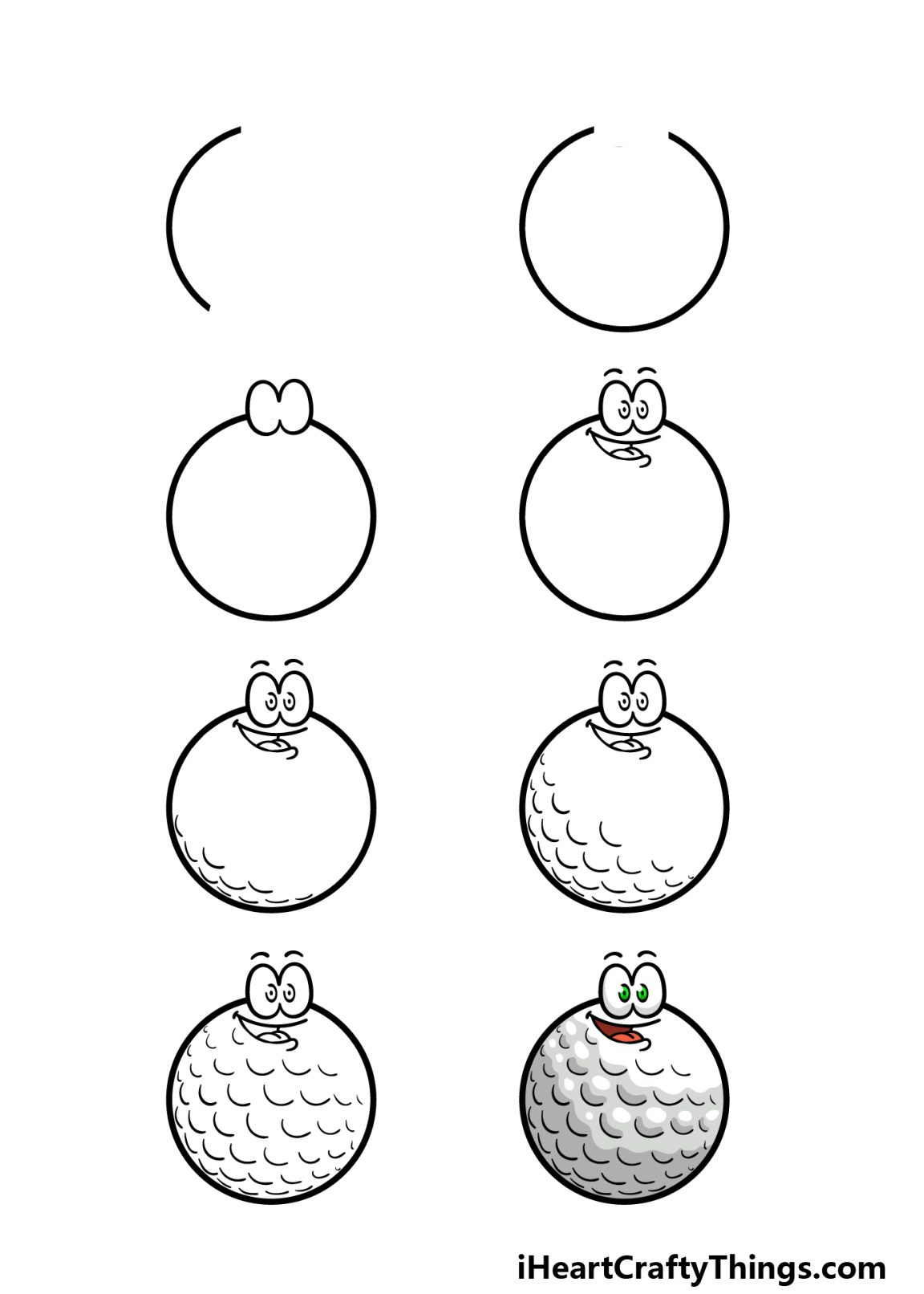 Cartoon Golf Ball Drawing How To Draw A Cartoon Golf Ball Step By Step