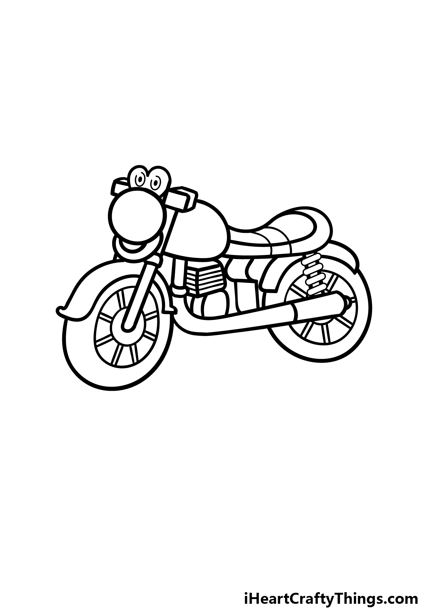 Cartoon Motorcycle Drawing - How To Draw A Cartoon Motorcycle Step By Step