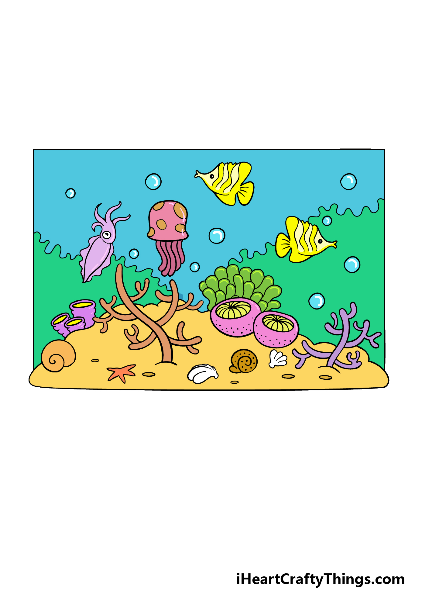 how to draw a cartoon ocean step 8