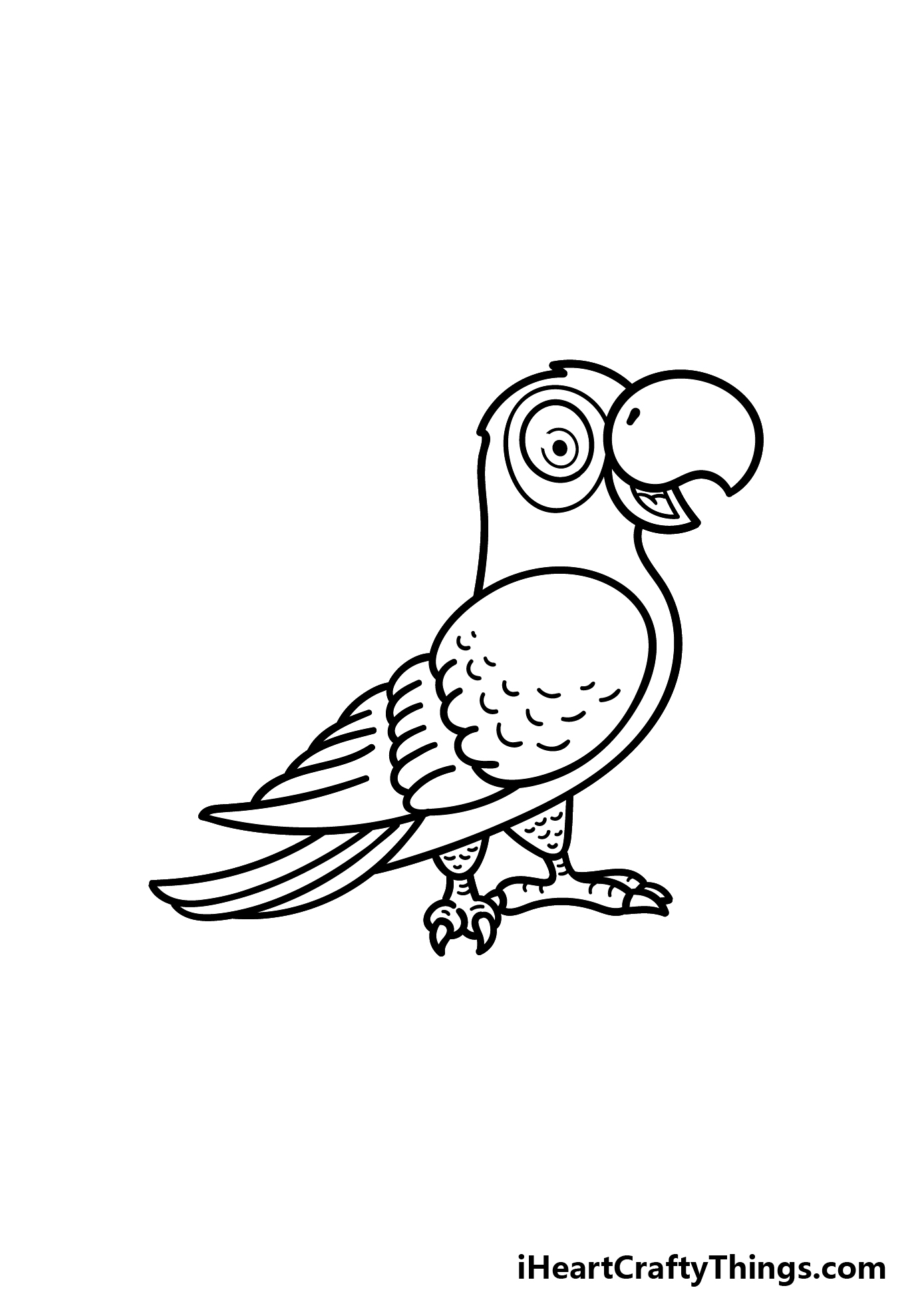 Cartoon Parrot Drawing - How To Draw A Cartoon Parrot Step By Step