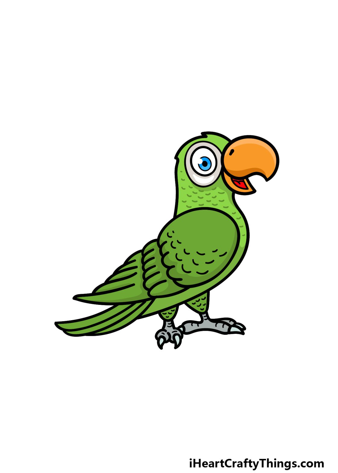 Cartoon Parrot Drawing - How To Draw A Cartoon Parrot Step By Step