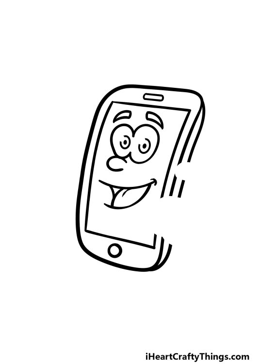 Cartoon Phone Drawing - How To Draw A Cartoon Phone Step By Step