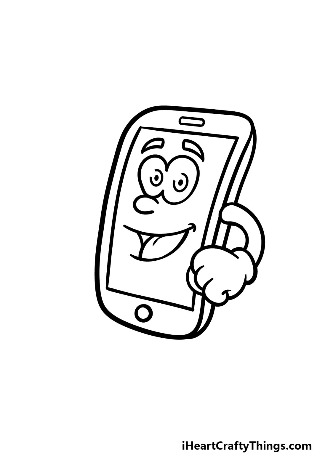 Cartoon Phone Drawing - How To Draw A Cartoon Phone Step By Step