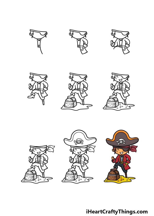 Cartoon Pirate Drawing - How To Draw A Cartoon Pirate Step By Step