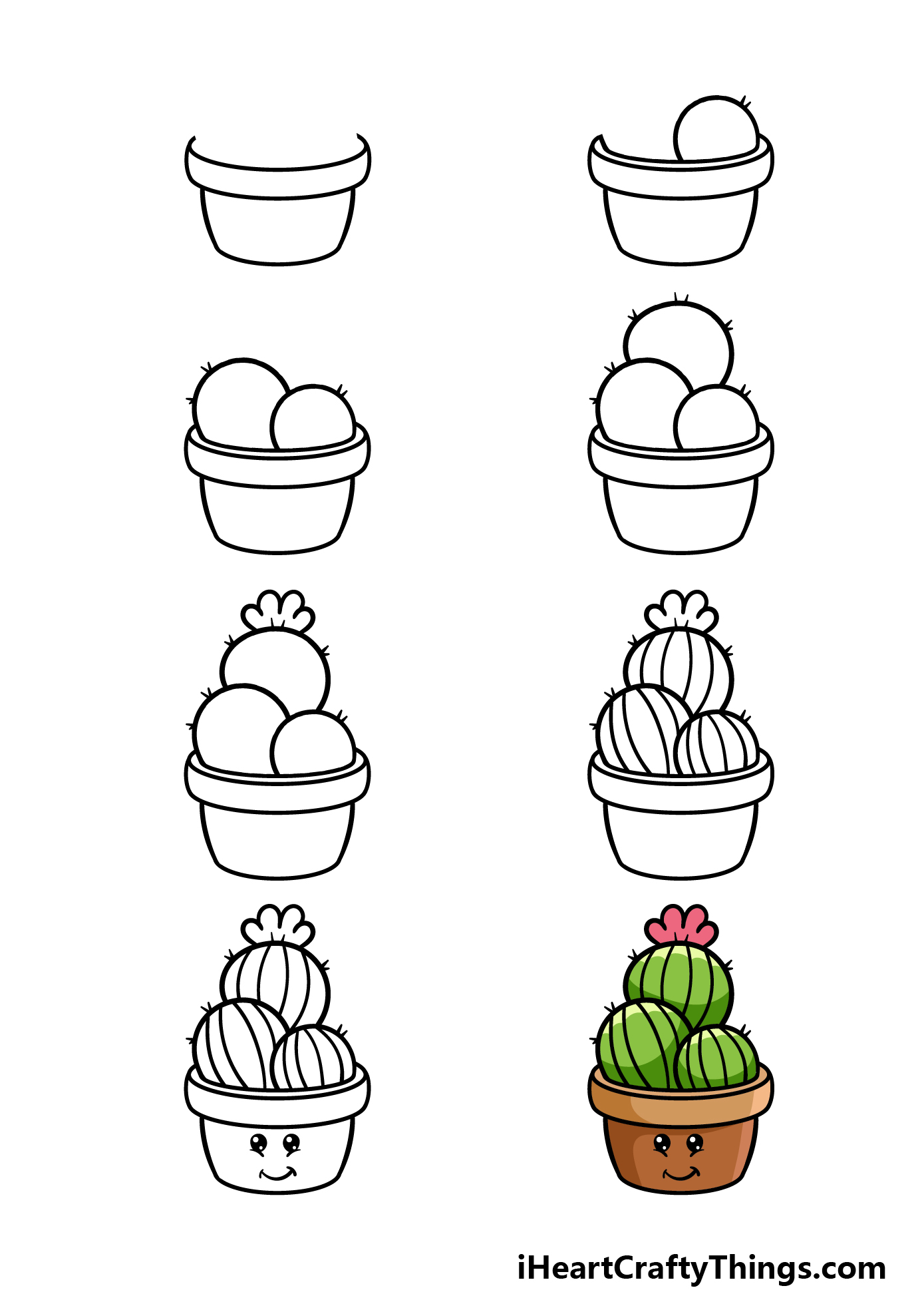 how to draw a cartoon plant in 8 steps