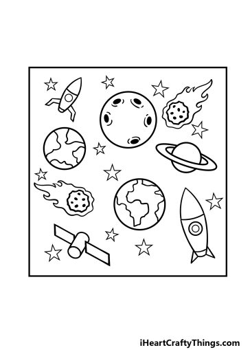 Cartoon Space Drawing - How To Draw A Cartoon Space Step By Step