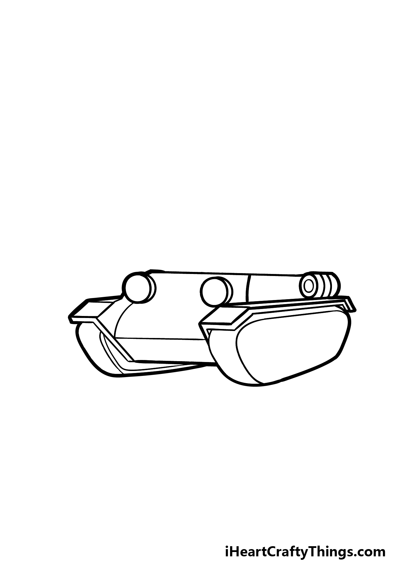 how to draw a cartoon tank step 2