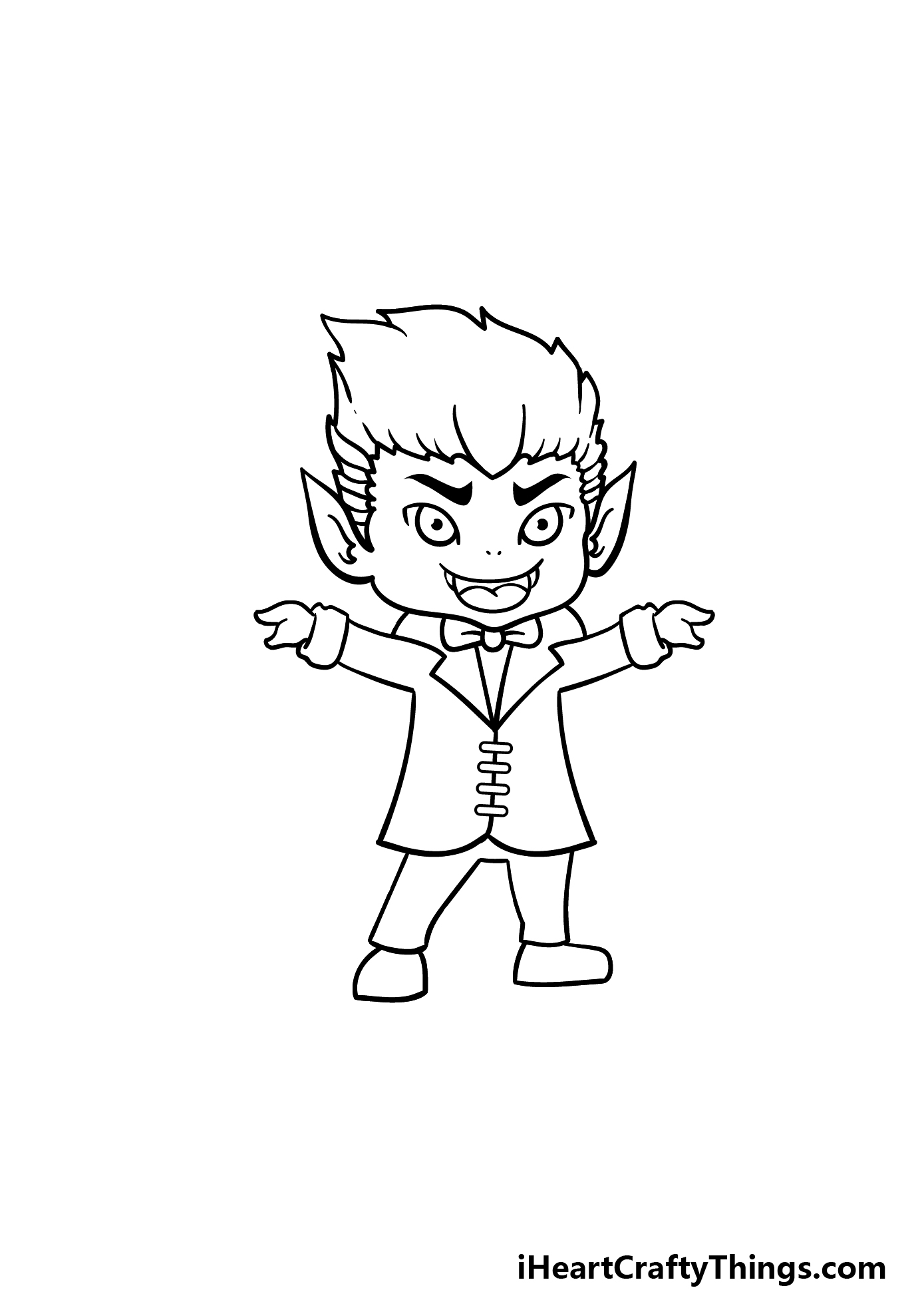 how to draw a cartoon Dracula step 6