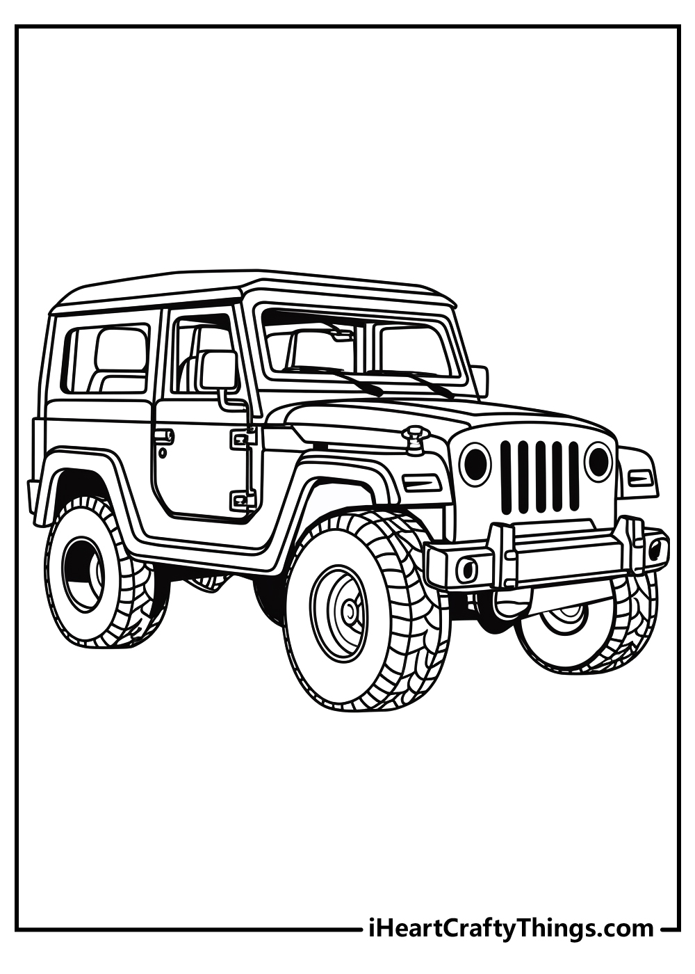 black-and-white jeep coloring pages