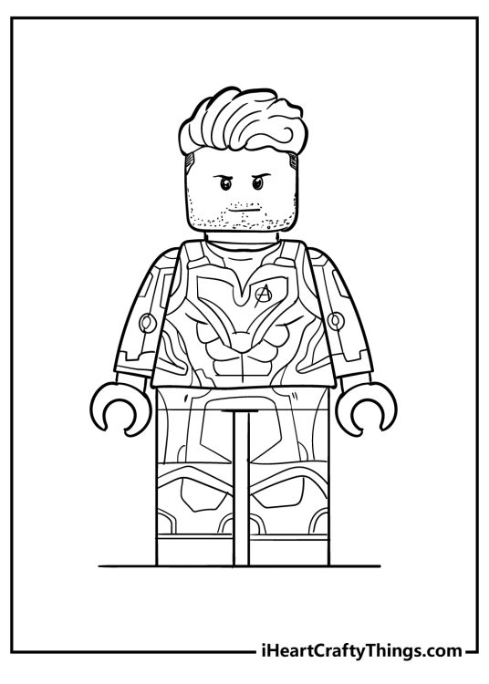 Lego Avengers-themed picture to print and color featuring Clint Barton also known as Hawkeye