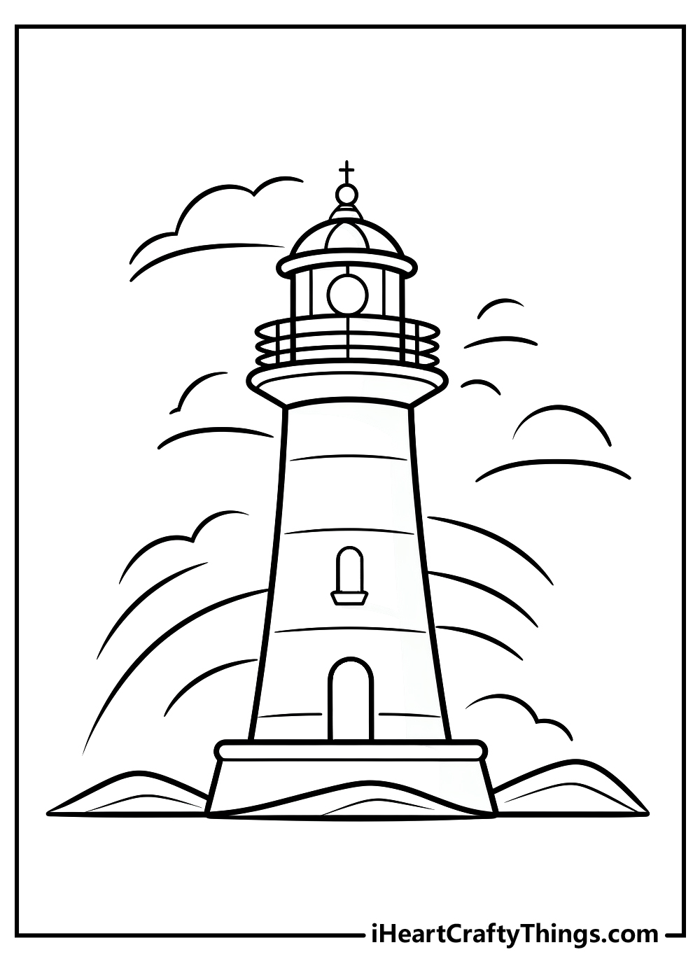 black-and-white lighthouse coloring pages