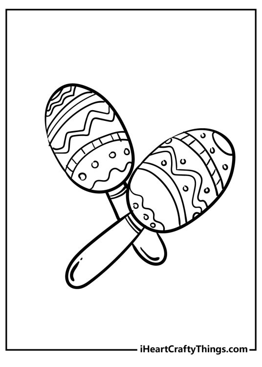 Mexican coloring printable presenting wonderfully detailed shakers with clear background
