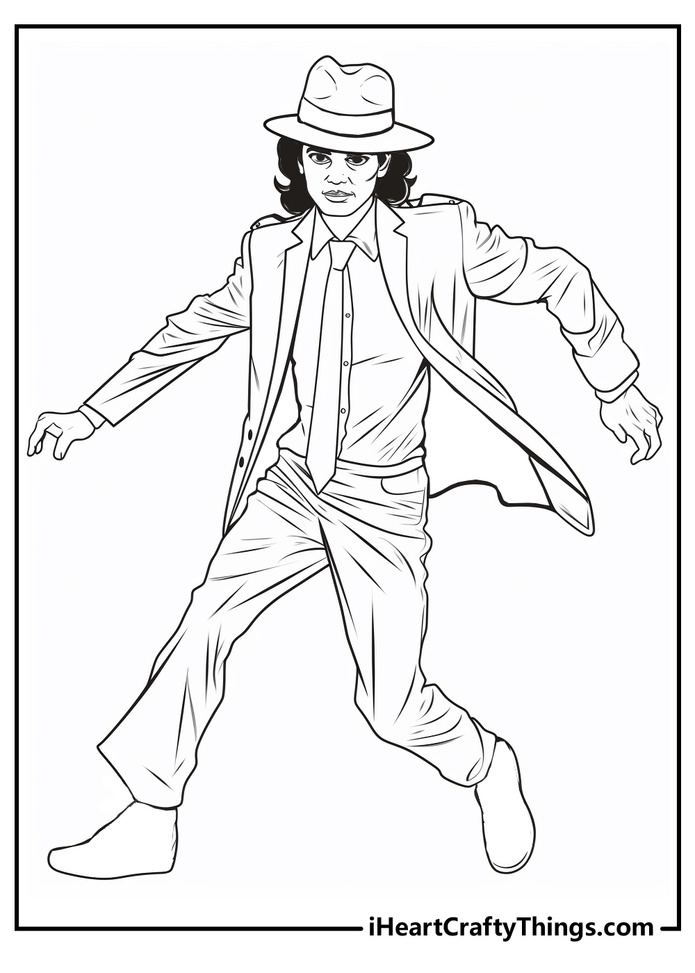 black-and-white Michael Jackson coloring printable