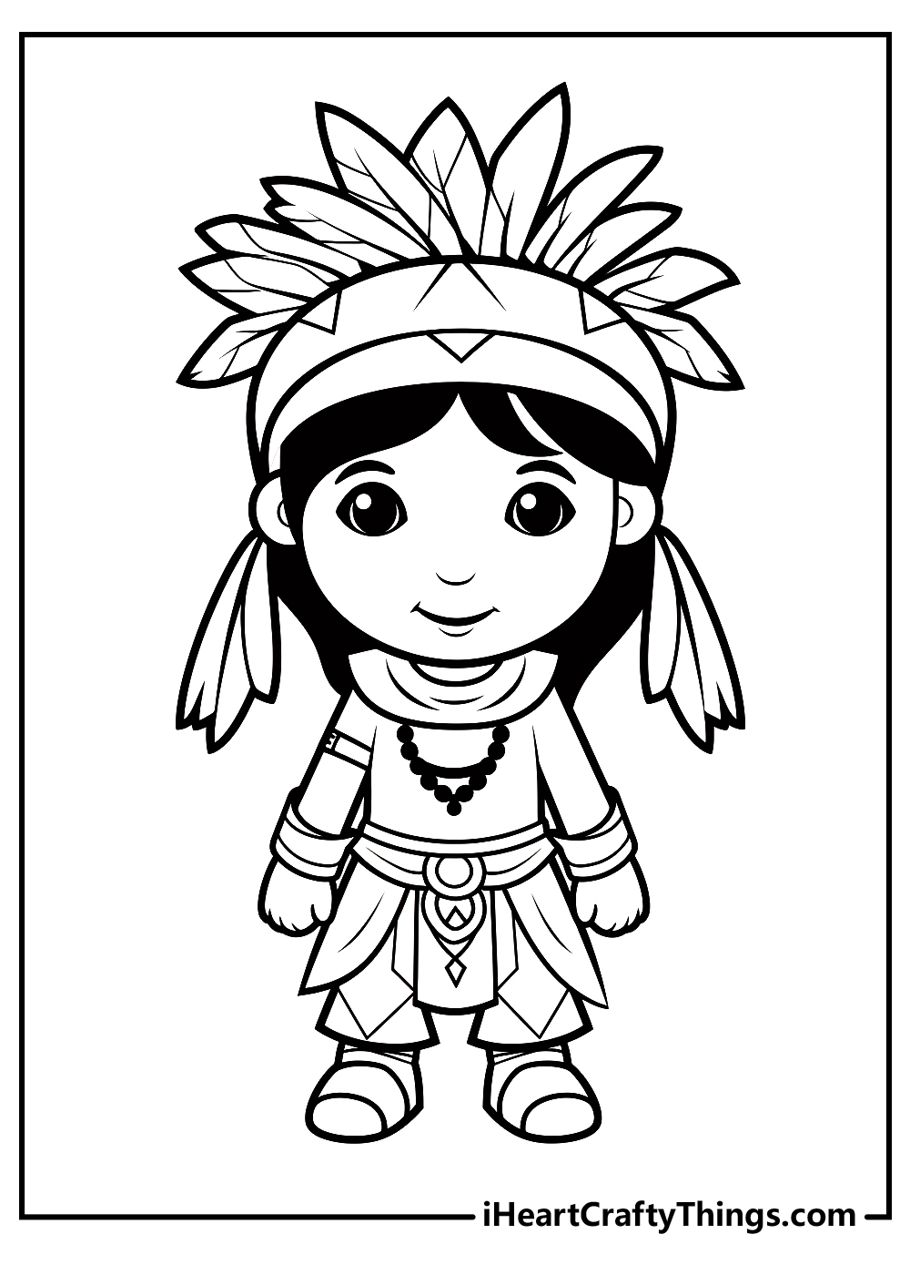 original native american girl coloring sheet
