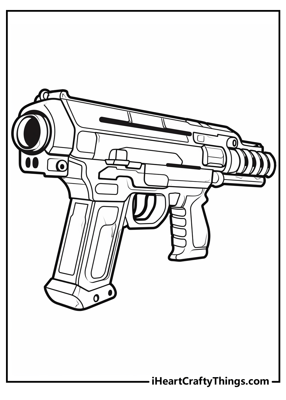 black-and-white nerf gun coloring printable