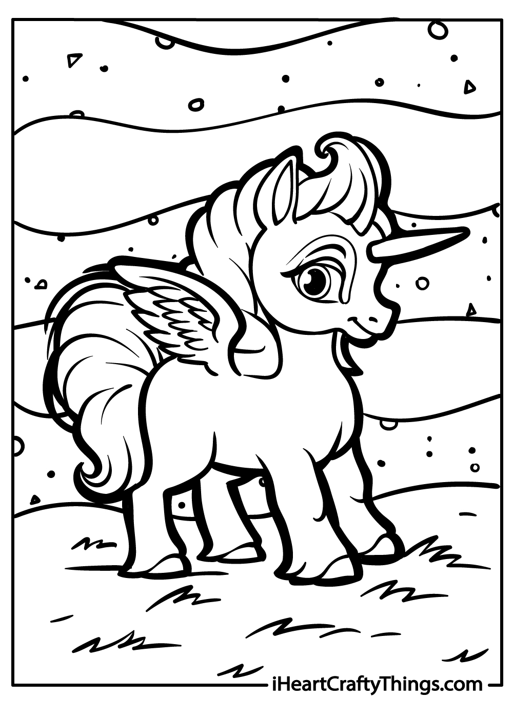 Pegasus coloring printable for kids