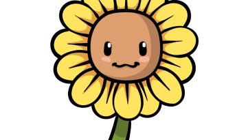 how to draw a cartoon sunflower image