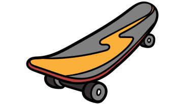 how to draw a cartoon skateboard image