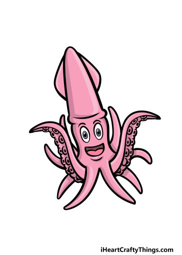 how to draw a cartoon squid image