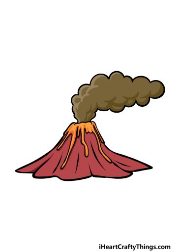 how to draw a cartoon volcano image
