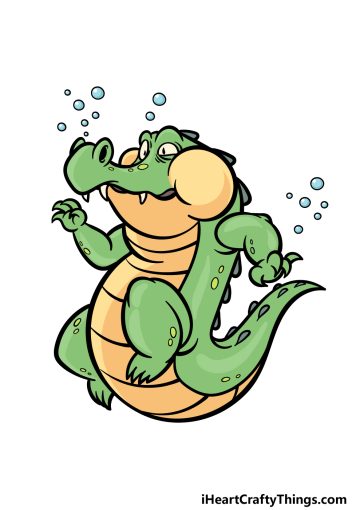 how to draw a cartoon crocodile image