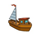 how to draw a cartoon boat image