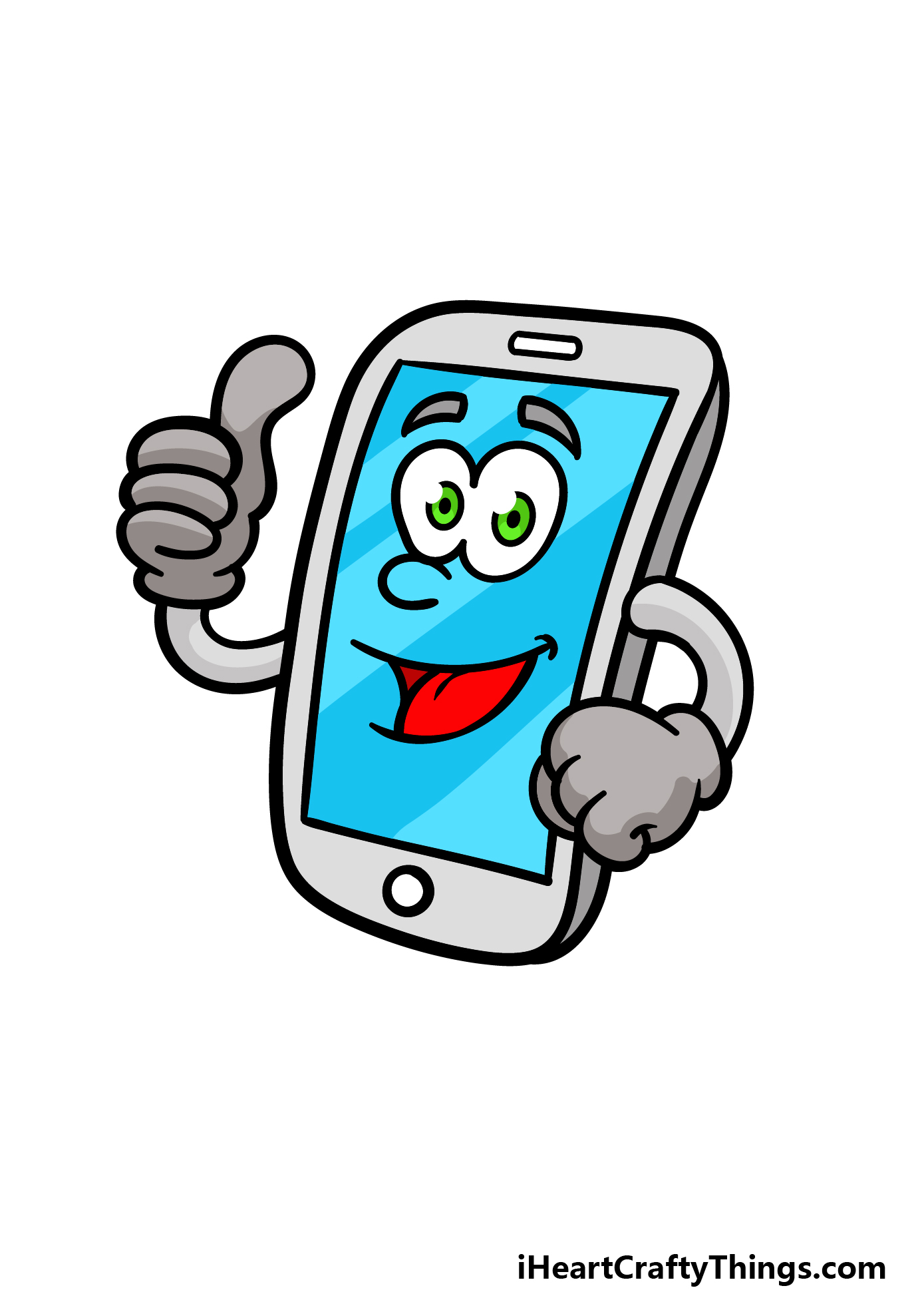Cartoon Phone Drawing - How To Draw A Cartoon Phone Step By Step