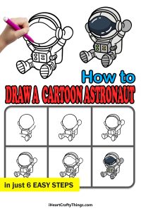 Cartoon Astronaut Drawing - How To Draw A Cartoon Astronaut Step By Step!