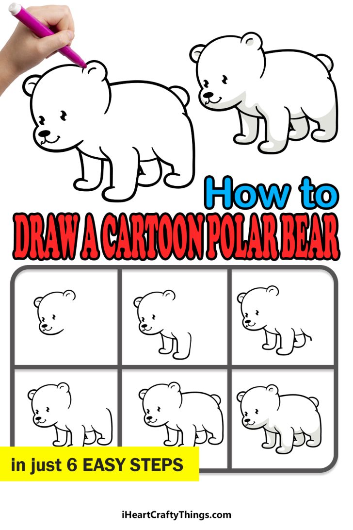 Cartoon Polar Bear Drawing - How To Draw A Cartoon Polar Bear Step By Step