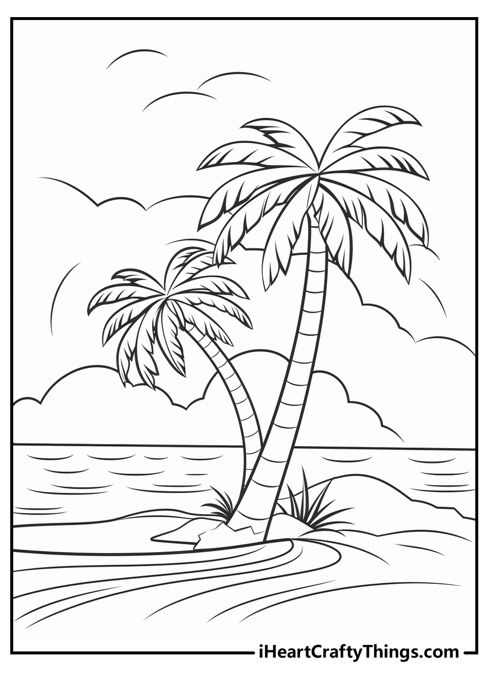 black-and-white tropical coloring pages