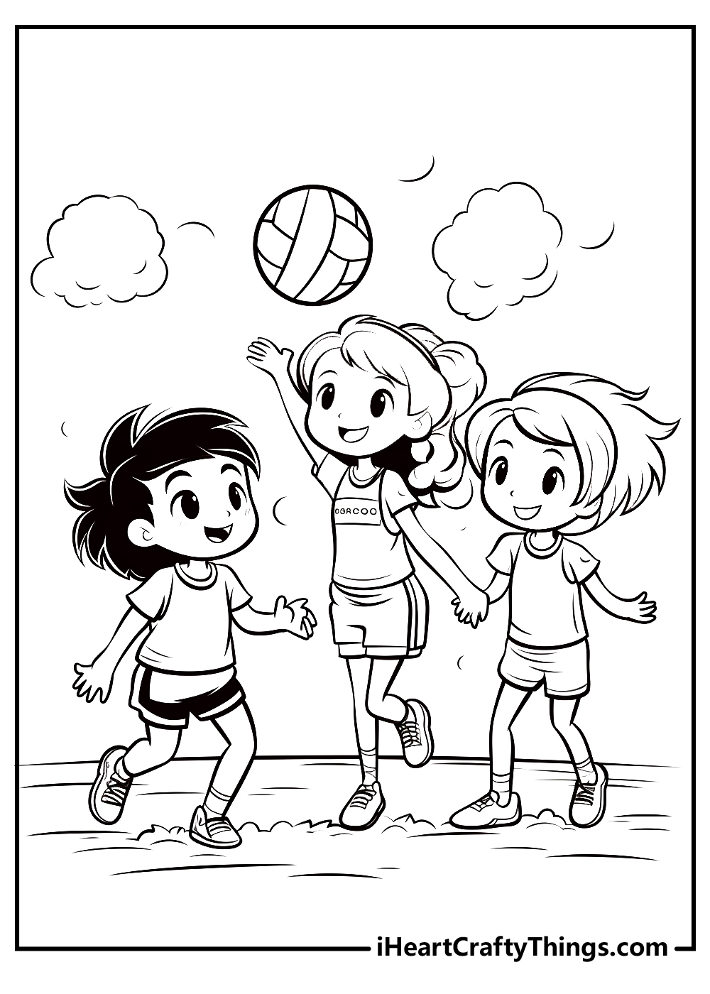 girls playing volleyball coloring sheet