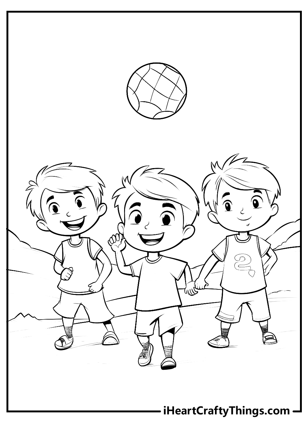 boys playing volleyball coloring pages