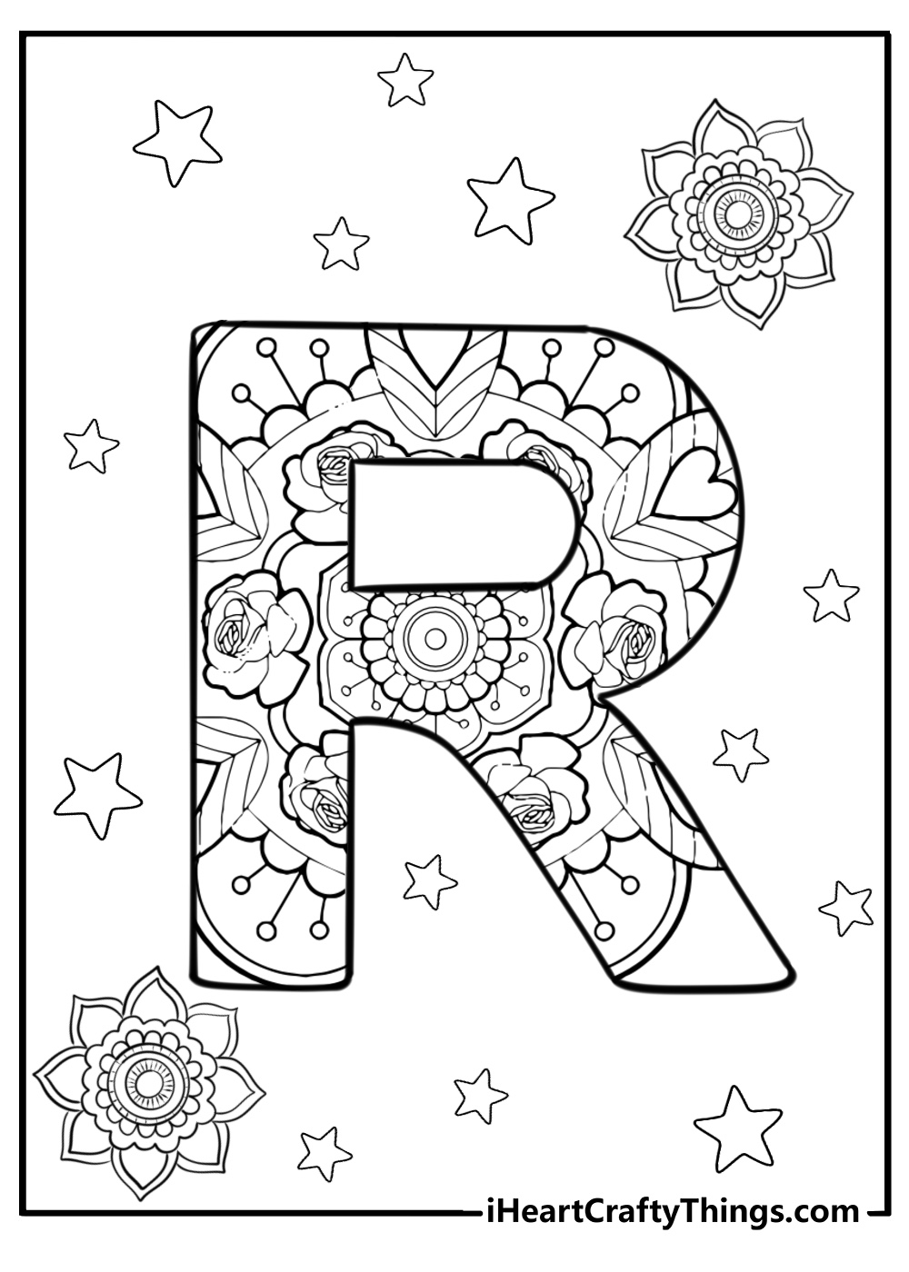 Complex letter r coloring page