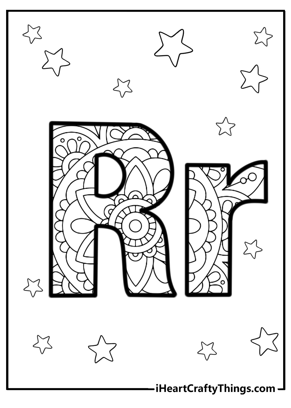Detailed letter r coloring sheet