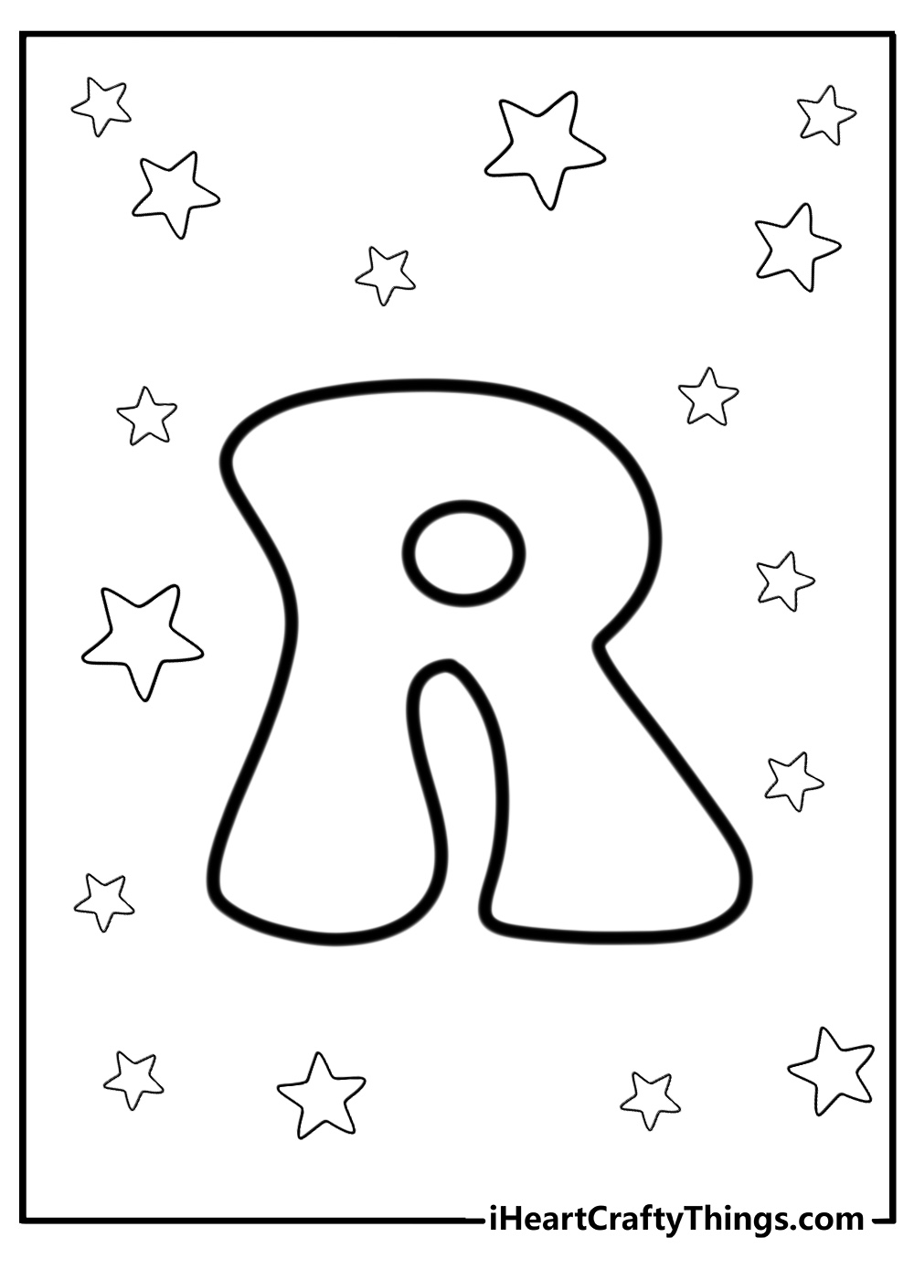 Groovy letter r coloring page