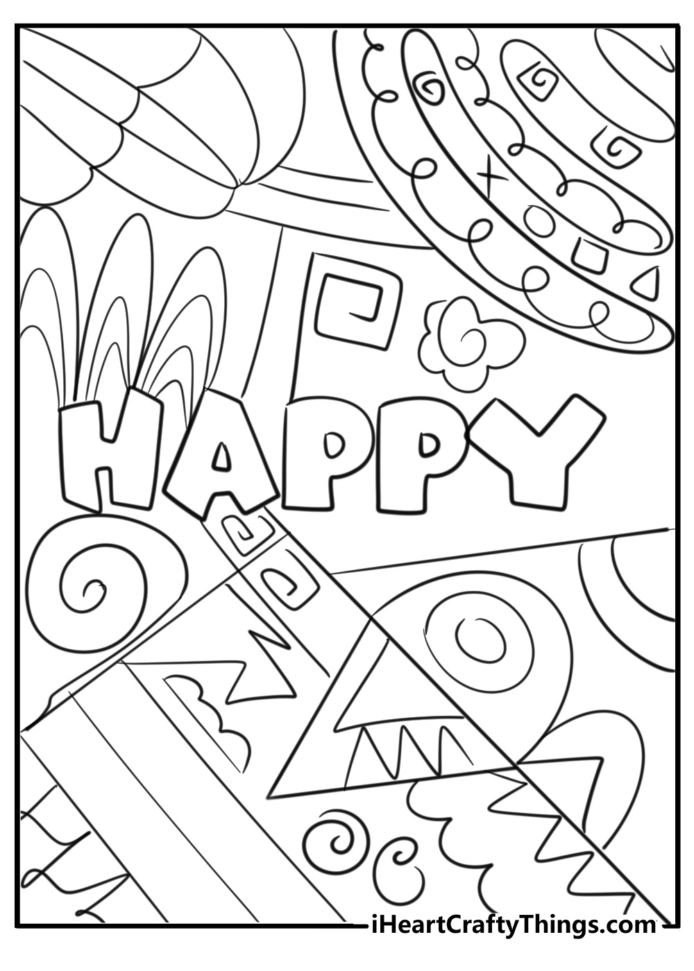 Happy abstract coloring page