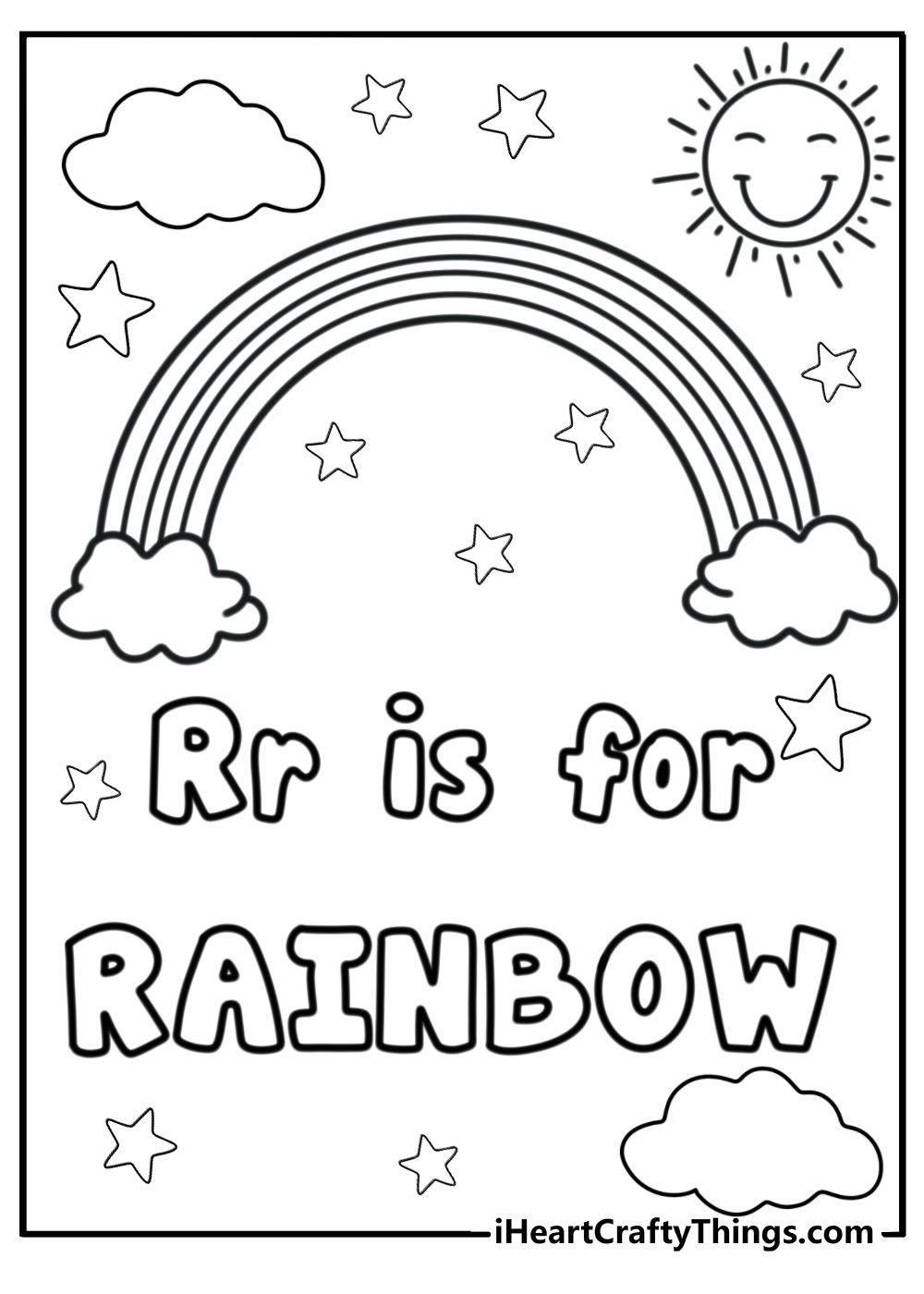 Letter r for rainbow coloring page