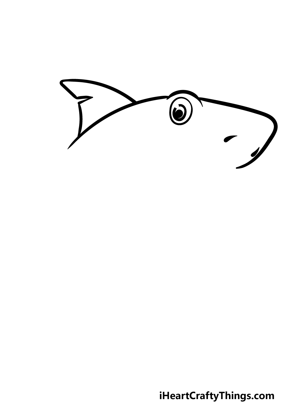 how to draw a cartoon shark step 1