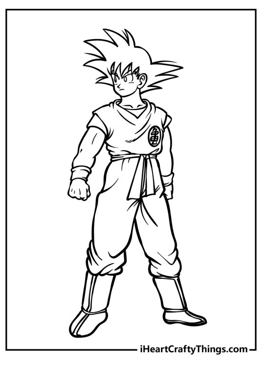 Dragon Ball Z coloring picture featuring character Goku in his regular human form