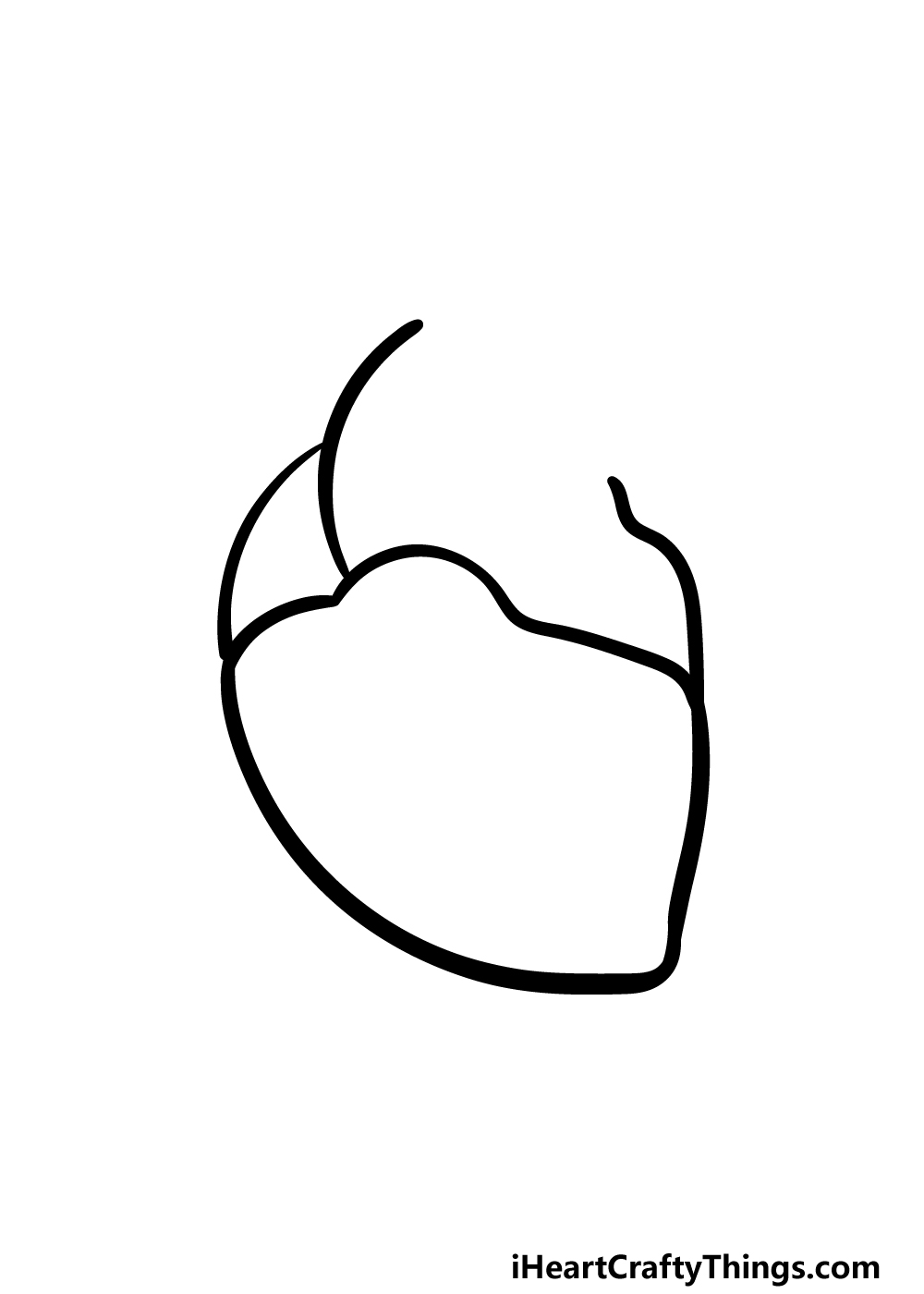 how to draw a cartoon heart step 1