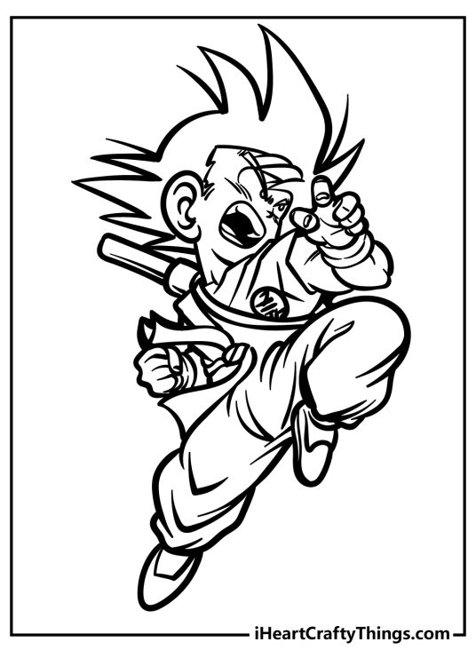 Dragon Ball Z printable poster depicting Goku looking particularly fierce in the middle of an action moment