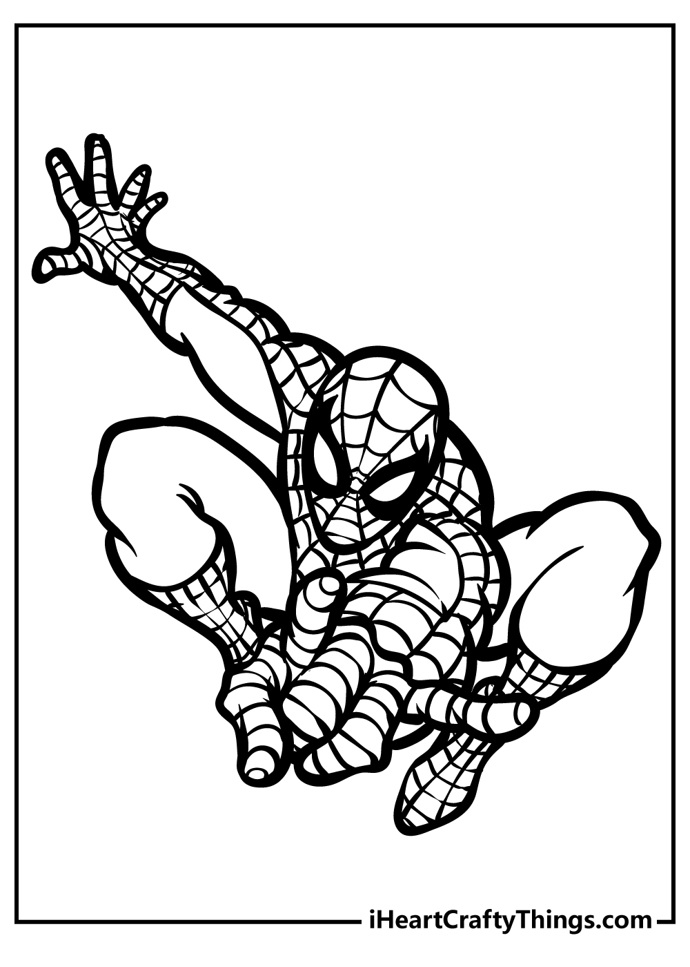 Spider-Man crouching and ready to leap coloring sheet