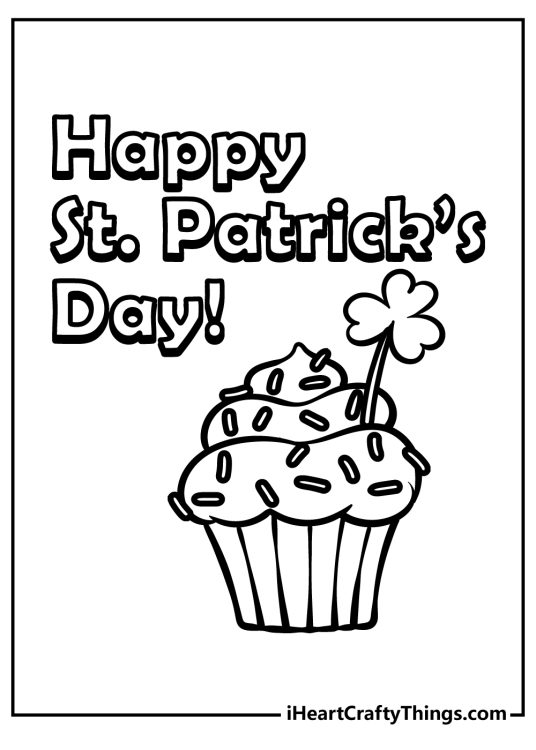 Card featuring Happy St Patricks Day greeting and a tasty cupcake with a little clover poking off of it