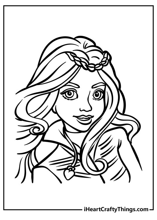 Free printable coloring picture presenting a close-up of a Descendants character Audrey
