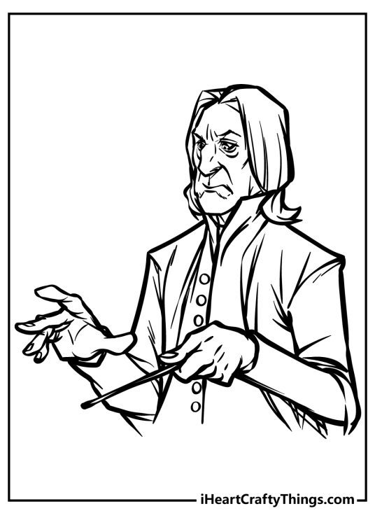 Detailed Harry Potter-themed drawing for kids featuring Hogwarts professor Snape