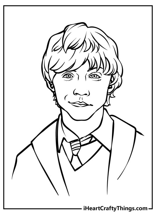 Harry Potter-themed printable card featuring close-up of Harrys best friend Ron Weasley