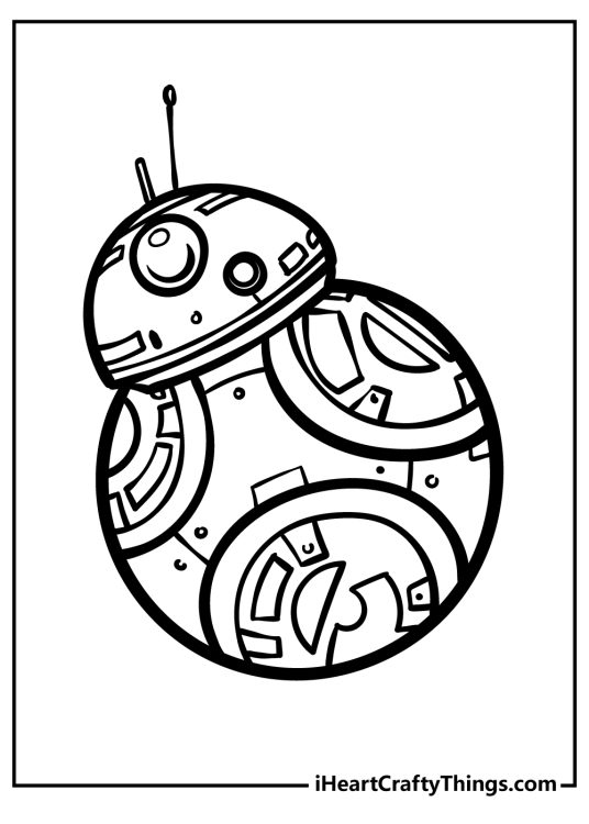 Free picture to print and color featuring BB8 droid from Star Wars with clear background