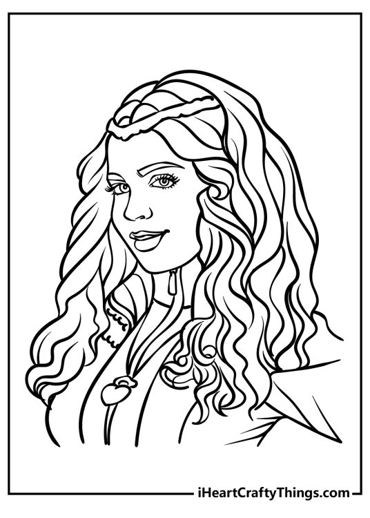 Descendants-themed printable featuring amazing portrait of the Evil Queen daughter Evie