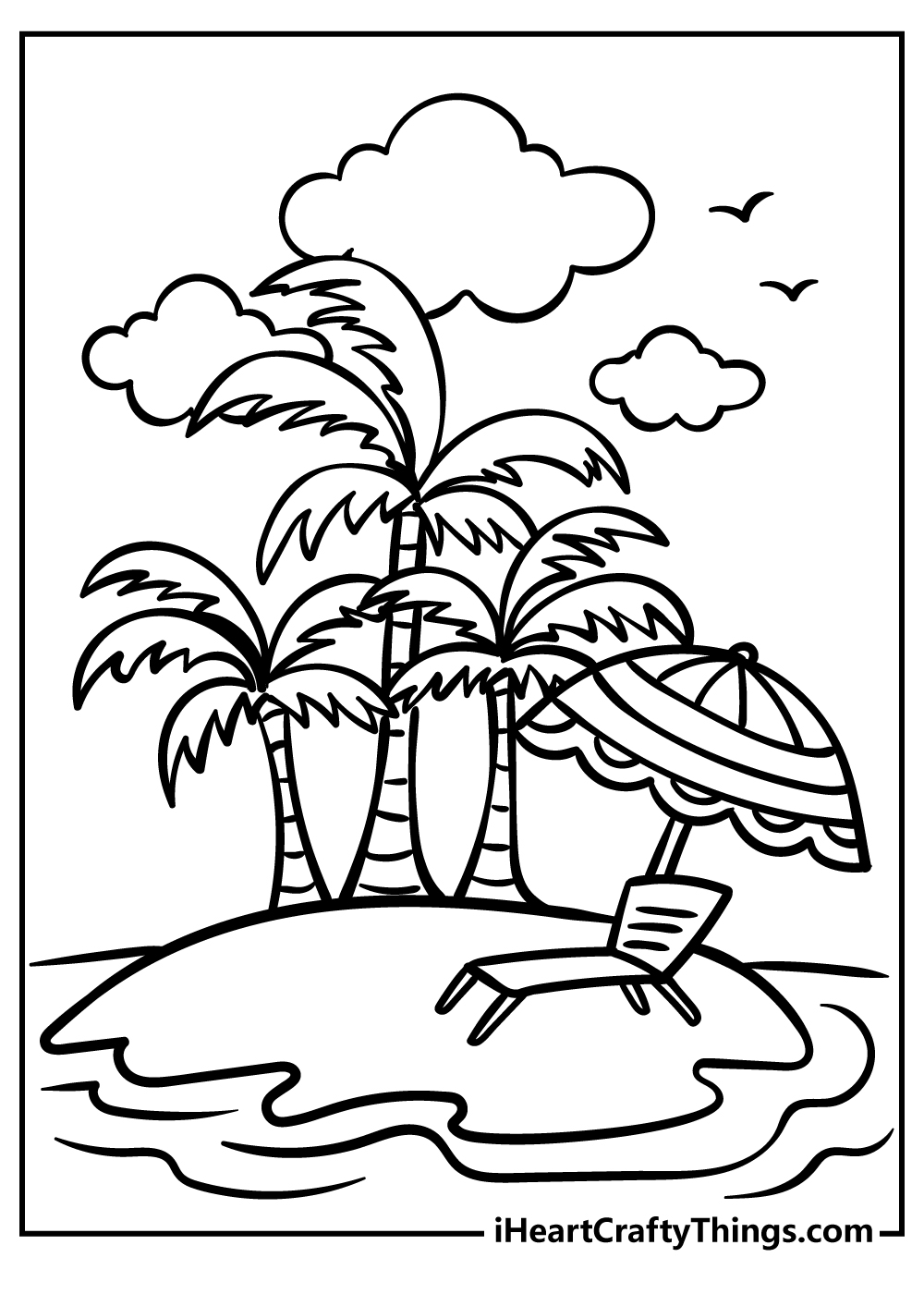 simple island coloring pages