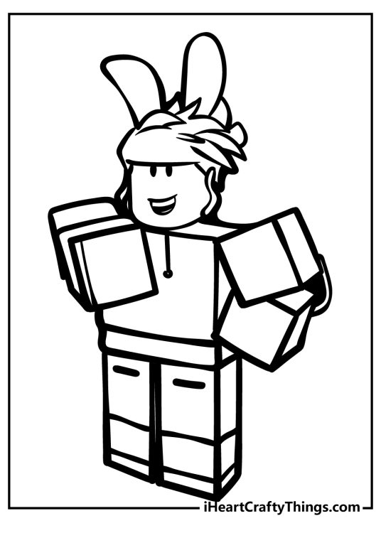 Image depicting Roblox character with an interesting hairstyle and a big pair of rabbit ears